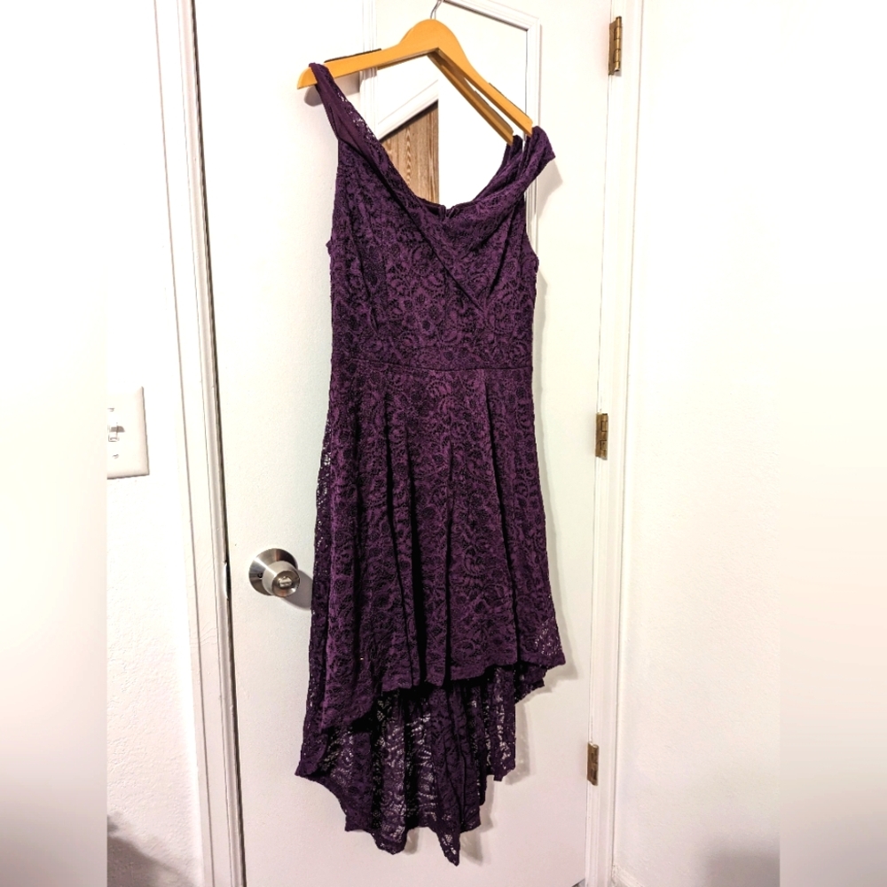 Off the Shoulder lace vintage high low dress Size XL